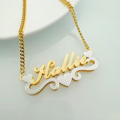 Material: Copper.. Color: Two Tone. Chain Length: 14",16",18",20",22". Process: Gold Plated. Recipient: Women, Mom, Men, Wife, Girl Friend, Children. Product Type: Name Necklace. Brand: Silviax Jewelry. Item: 2024NE0369. White Chain Necklace For Valentine's Day Gift, White Chain Necklace With Adjustable Chain For Valentine's Day, White Adjustable Chain Necklace For Valentine's Day, Anniversary Name Necklace For Valentine's Day, Valentine's Day Name Necklace With Chain, Silver Name Necklace With Chain For Valentine's Day, White Heart-shaped Jewelry With Custom Name, White Nameplate Jewelry For Valentine's Day, White Heart-shaped Custom Name Jewelry