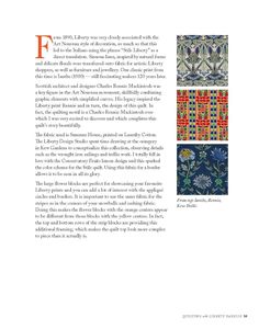 an article in a magazine with different patterns and colors on the pages, including flowers