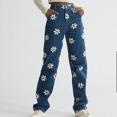 Pacsun Corduroy 90s Boyfriend Carpenter Navy Floral Pants Size 24 - Fits A Small New With Tags Your Fave High-Rise Pants Get Updated With A Navy Floral Print Throughout And Have A Longer Stacked Inseam And A Fitted Construction That's Baggy Throughout The Leg. ***Approximate Measurements In Inches While Item Is Laid Flat *** Total Length 38.75 Across Waist 12 Inseam 27 Fun Pants Women, 90s Style High Waist Cotton Pants, Y2k Style Straight Bottoms For Spring, Y2k Straight Pants For Spring, 90s Inspired Wide Leg Cotton Bottoms, 90s Style Cotton Summer Pants, Retro Cotton Jeans For Spring, Trendy Corduroy Pants For Spring, Y2k Style Cotton Pants For Spring