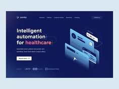 an image of the website page for healthcare services, which is displayed on a blue background