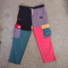 Nwt Aelfric Eden Color Block Corduroy Cargo / Jogger Pant Only Tried On, Never Worn Baggy Multicolor Bottoms For Streetwear, Relaxed Fit Multicolor Pants With Pockets, Multicolor Relaxed Fit Pants With Pockets, Multicolor Casual Streetwear Bottoms, Baggy Cotton Cargo Pants With Patchwork, Baggy Multicolor Bottoms With Pockets, Casual Patchwork Pants, Casual Pink Patchwork Bottoms, Pink Cotton Patchwork Bottoms