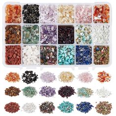 various colors of beads in a plastic container