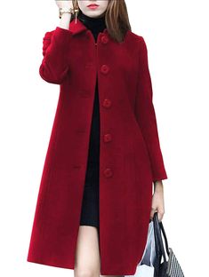 PRICES MAY VARY. Leyoutx women's classic lapel button down wool coat; 6 colors available: red/blue/black/off-white/khaki/dark camel Side invisible pocket for storing small items such as car keys, mobile phones, tissues, which is very convenient. Match: Team it with tight sweater, crop top, leggings, skinny pants, jeans, knee high boots or high heels for a trendy look. And you can also wear this vintage coat over a rib knit bodycon dress for date night or for an added layer of warmth on a cool ev Dress For Date Night, Men Suits Wedding, Dress For Date, Ribbed Knit Bodycon Dress, Knit Bodycon Dress, Coat Of Many Colors, Tight Sweater, Coat Outfit, Single Breasted Coat