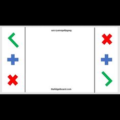 an image of a blank card with cross and arrow symbols on the front, in red green and blue