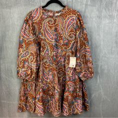 Brand: A.N.A. Condition: Nwt- No Flaws To Note Size: Pxl Material: Cotton Blend Color: Brown, Multicolored Closure: Pullover Features: Ruffle Measurements (All Clothing Is Measures While Laying Flat) Bust: 23" Length (Shoulder To Hem:32" Sleeve: Balloon Thank You For Stopping By! Casual Patterned Mini Dress For Fall, Long Sleeve Paisley Print Patterned Dress, Casual Long Sleeve Dresses With Paisley Print, Fall Paisley Print Knee-length Dress, Knee-length Paisley Print Fall Dress, Casual Mini Dress With Paisley Print For Fall, Multicolor Long Sleeve Paisley Print Dress, Casual Paisley Print Mini Dress For Fall, Brown Long Sleeve Dress With Paisley Print