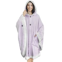 Angel Wrap Wearable Blanket Poncho with Hood, Pocket, Sherpa Trim for Women Pavilia Luxurious Angel Wrap wearable throw blanket with hood is constructed with 240 GSM of microfiber polyester that is extremely comfortable with a luxurious feel at the same time. Ideal to keep you cozy while lounging and watching tv, the blanket also comes with hood and pocket so you have full arm mobility while relaxing on your sofa/bed! ONE SIZE FITS ALL| Available in 5 Colors Grey, Wine, Navy, Sea Blue and Checke Shawl With Pockets, Poncho Blanket, Cape With Hood, Cape Shawl, Coach Watch, Blanket Poncho, White Elephant Gifts Exchange, Cozy Wrap, Poncho Wrap