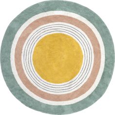 a circular rug with multicolored circles on it