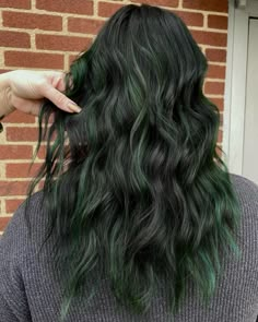 #greenhair #darkgreenhair #blackandgreenhair #darkbrownhair #vividcolor #vividhair #haircolorinspo #hairinspo #hairinspiration #pulpriothair #redkenhair #haircolorinspo Swamp Green Hair, Green Halo Hair, Dark Hair Color, Swamp Green, Redken Hair Products, Pulp Riot Hair, Halo Hair