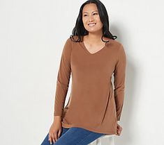 Crafted with smooth-as-butter Liquid Knit®, this tunic top flares to an A-line bottom opening, giving you plenty of movement and swing with every step. Pair it with jeans or leggings, for a daily-wear vibe. From Susan Graver. Susan Graver, Knit Tunic, Tunic Length, Tunic Top, Daily Wear, Open Shoulder Tops, Tunic Tops, A Line, Top Blouse