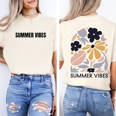 Summer Vibes boho floral shirt, add a burst of artistic flair to your wardrobe with our Comfort Colors T-Shirt, featuring a stunning graphic of boho abstract art flowers. Crafted from ultra-soft, pigment-dyed cotton, this tee offers exceptional comfort and a relaxed fit. The vibrant and eclectic floral design brings a touch of bohemian elegance, making it perfect for any casual outing or creative endeavor. Embrace the beauty of nature and art with this unique, stylish piece that effortlessly combines comfort and individuality. WASHING Machine wash, tumble dry low. Do not use bleach. SIZING Please use the size chart provided in order to choose the size best fitted to you. Bohemian Multicolor T-shirt For Vacation, Trendy Floral Print T-shirt For Summer, Spring Casual T-shirt With Abstract Print, Bohemian Graphic Print Tops For Vacation, Casual Spring T-shirt With Abstract Print, Summer Graphic Tee With Abstract Print, Spring Hippie Top With Funny Print, Hippie Tops With Funny Print For Spring, Hippie Top With Funny Print For Spring