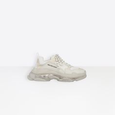 Triple S Clear Sole Trainers White for Women | Balenciaga Luxury High-top Custom Sneakers With Translucent Outsole, Luxury Custom High-top Sneakers With Translucent Outsole, Luxury Lace-up Mesh Sneakers, White Mesh Platform Sneakers With Translucent Outsole, Luxury Mesh Sneakers With Abzorb Midsole, Low-top Chunky Sneakers With Textured Sole, Chunky Lace-up Sneakers With Translucent Outsole, Luxury Lace-up High-top Sneakers With Translucent Outsole, Chunky Mesh Sneakers With Translucent Outsole And Round Toe