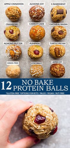 an image of no bake protein balls with instructions on how to make them in the microwave