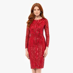 Upgrade your dress collection with this Women's BA Nites Short Sequin Long Sleeve Dress.Click on this WOMEN'S GUIDE to find the perfect fit and more! Upgrade your dress collection with this Women's BA Nites Short Sequin Long Sleeve Dress.Click on this WOMEN'S GUIDE to find the perfect fit and more! FEATURES Crewneck Long sleeves Sequin material Sheath silhouette Straight hem Zipper back Partially linedFIT & SIZING Fitted at bust, waist, and hip 42-in. length from shoulder to hem Midi length hits below the kneeFABRIC & CARE Polyester, spandex Lining: polyester Spot clean Imported Size: 12. Color: Red. Gender: female. Age Group: adult. Red Carpet Holiday Dresses With Long Sleeves, Red Sequined Bodycon Dress For Evening, Fitted Red Midi Dress For Holiday Party, Red Sequin Dress For Holiday, Red Sequin Dress For Festive Occasions, Fitted Red Midi Dress For Festive Occasions, Red Fitted Midi Dress For Holiday Party, Fitted Dress For Red Carpet, Red Fitted Sequin Dress