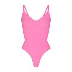 SEAMLESS SCULPT THONG BODYSUIT | SUGAR PINK Pink Bodysuit Outfit, 19th Bday, Sculpting Bodysuit, Shopping List Clothes, Dr Wardrobe, 18th Bday, Dr Closet, 2024 Wishlist, Long Slip Dress