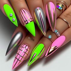 Anniversary Nail Ideas, 40th Birthday Nails, Groovy Nails, Funny Nails, Anniversary Nails