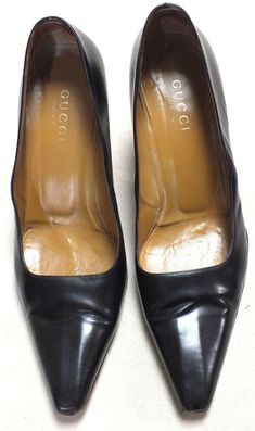 Original Gucci Women's Black Leather Shoes Heels Pumps Sz. 41C US 8.5 Italy   Up for auction is a pair of original authentic Gucci ladies shoes heels pumps. Size 41/US 8.5. The shoes are used, but still have a lot of life in them. Made in Italy. We tried to provide you with as many pictures as possible to give you a full understanding of what you are looking at. Sold on as is basis. Great buy! No reserve!     PLEASE READ THE FOLLOWING ATTENTIVELY BEFORE BIDDING   Successful b Gucci Luxury Square Toe Heels, Gucci Square Toe Heels For Formal Occasions, Gucci Formal Square Toe Heels, Gucci Formal Heels With Square Toe, Gucci High Heels For Formal Occasions, Gucci Elegant Square Toe Heels, Classic Gucci Leather Heels, Gucci Formal Heels With Leather Sole, Gucci Heels With Leather Sole For Formal Occasions