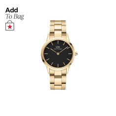 in stock Classic Yellow Gold Watch For Everyday, Classic Yellow Gold Watches For Everyday Wear, Classic Yellow Gold Watch Accessories For Everyday, Daniel Wellington Gold Watch Women, Daniel Wellington Black Watch Women, Timeless Gold-toned Stainless Steel Jewelry And Watches, Daniel Wellington Women, Black Water, Stainless Steel Watch