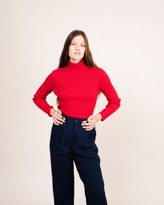 [too marvelous for words] Vintage cherry red rib knit turtleneck sweater•Long sleeves•Rib knit•Perfect fit•TurtleneckLABEL: Liz ClaiborneCONDITION: Vintage / ExcellentSIZE: fits S/MModel is 5'10'' and a size S. Please make sure to double check your measurements with the ones listed in the tab below. Red Turtleneck Workwear Top, Red Turtleneck Tops For Work, Red Fitted High Neck Sweater, Fitted Red High Neck Sweater, Red Ribbed Turtleneck Sweater, Red Long Sleeve Turtleneck For Fall, Casual Red Fitted Turtleneck, Casual Fitted Red Turtleneck, Vintage Guide