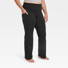 Solid Straight Pants With 4-way Stretch, Wide Leg Activewear With Pockets And 4-way Stretch, Full-length Elastane Yoga Pants With Pockets, Solid Bottoms With Pockets And Straight Fit, Solid Straight Fit Bottoms With Pockets, Straight Fit Solid Bottoms With Pockets, Workout Pants With Pockets In Elastane, Sporty Solid Color Elastane Pants, Straight Leg Activewear With 4-way Stretch And Comfort Waistband