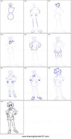 how to draw cartoon characters with different poses and body shapes for each character in the animation