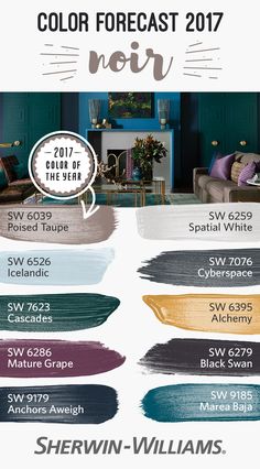 the color chart for sherylin williams's new paint collection, which is available in