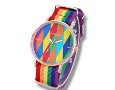 "Rainbow Time!": Are you ready to make every moment special? Rainbow Time Watches come in two styles and feature a vivid rainbow palette. Perfect for adding some pizzazz to your day. Time to make your wrist as colorful as your life! 🌈 Adjustable band measures approximately 9.5-10" Trendy Multicolor Quartz Watches, Trendy Multicolor Watches As Gifts, Rainbow Palette, Day Time, Make Your, Rainbow, Make It Yourself, In This Moment, Band