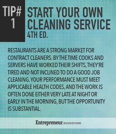 an advertisement with the words tips to start your own cleaning service