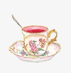 a drawing of a tea cup and saucer