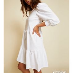 Nwot, No Flaws. Size M, 100% Cotton. Sleeve-21” Length-36” Pit To Pit-18” Sizing Details: Easy, A-Line Fit Materials & Care: Heavy Slub / 100% Cotton Machine Washable White Puff Sleeve Mini Dress For Fall, White Cotton Puff Sleeve Long Sleeve Dress, White Cotton Puff Sleeve Long Dress, White Cotton Midi Dress For Fall, Fitted White Puff Sleeve Dress For Fall, White Puff Sleeve Knee-length Dress For Fall, White Puff Sleeve Dress For Fall, White Mid-length Dress For Fall, Casual Long Sleeve Puff Sleeve Dress For Daywear