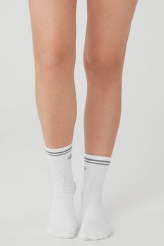 Step into your new favorite socks—they’re stretchy and sweat-wicking (for performance) and finished with a reflective Alo logo (for subtle flash in low light). Don’t miss the functional details, like ribbing at the ankles, ribbing at the midfoot and slight padding at the heels and toes for a comfortable fit. White Stretch Running Socks, Athleisure Stretch Anti-odor Socks, Anti-odor Stretch Socks For Athleisure, Stretch Anti-odor Athleisure Socks, Sporty Moisture-wicking Socks For Gym, Breathable Micro-elastic Athleisure Socks, Sporty Moisture-wicking Gym Socks, White Moisture-wicking Stretch Socks, Sweat Resistant Athleisure Socks For Gym