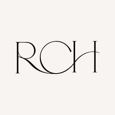 the word roh is written in black on a white background with an elegant font