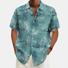 Season:Spring  Summer; Fabric:Cotton And Linen; Sleeve Length:Short Sleeve; Look After Me:Washable,Wet and Dry Cleaning; Gender:Men's; Style:Classic,Casual,Fashion,Comfortable; Tops Type:Casual Shirt,Summer Hawaiian Shirt,Beach Shirt,Summer Shirt; Occasion:Vacation,Hawaiian,Beach,Holiday; Pattern:Coconut Tree; Design:Print; Neckline:Lapel; Brand:OUKU; Listing Date:03/21/2023; Bust:; Length:; Shoulder Width:; Fit US Size:null; Fit UK Size:null; Fit EU Size:null Hawaiian Print Shirts, Holiday Clothing, Buttoned Shirt, Graduation Outfits, Linen Shirt Men, Summer Concert, Coconut Tree, Beach Shirt, Green And Khaki