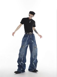 Full Denim Outfit, Polyethylene Terephthalate, Denim Outfit, Denim Jeans, Outfit Ideas, Wide Leg, Wonder, Zipper, Quick Saves