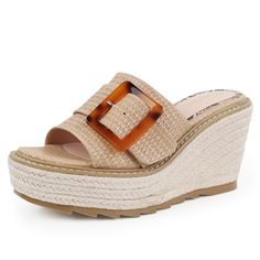 PRICES MAY VARY. Material：The soft synthetic lining of these platform wedge slides for women wicks away moisture, offers a comfortable next-to-skin feel, and provides cushioning to give feet comfort.Espadrilles have a fashionable and classic espadrille wedge sandals for women and are made of high-quality fabrics. Design: Womens espadrille wedge sandals feature with open toe design, a thick strap and a buckle detail adds sophistication,Slip on design is convenient for you to put on and take off. Wedge Slides, Summer Slides, Womens Espadrilles Wedges, Women Platform Sandals, Slides For Women, Summer Slide, Sandal Platform, Womens Sandals Wedges, Platform Espadrilles