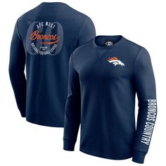 The Darius Rucker Collection by Fanatics brings a touch of musical style to your Denver Broncos fandom with this Washed Waffle-Knit Long Sleeve T-Shirt. The washed waffle-knit fabric adds a touch of vintage charm, while the screen-printed team graphics on the chest and sleeve boldly display your Broncos pride. Plus, the NFL division and founding year screen printed on the back provide a unique and historical touch that's sure to spark conversation. Long Sleeve Logo Print Tops For Fan Gear, Fall Fan Apparel T-shirt With Logo Print, Fan Apparel Long Sleeve Top With Logo Print, Long Sleeve Logo Print Fan Apparel Top, Long Sleeve Fan Apparel Top With Logo Print, Team Logo Tops For Fall Fan Gear, Team Logo Tops For Fan Gear In Fall, Fall Fan Gear Tops With Team Logo, Fitted Letter Print Tops For Fans