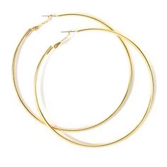 These oversized hoops are a must-have addition to your earring collection! This pair of gold-tone hoops will complete any stylish look. Finish: Gold-tone Diameter: 80MM Closure: Snap back Material: Metal - Claire's Gold 80MM Hoop Earrings Earrings Aesthetic, Big Hoop Earrings, Fashionable Jewelry, Girly Accessories, Fashion Jewelry Earrings, Snap Back, Girly Jewelry, Earrings Collection, Fashion Accessories Jewelry