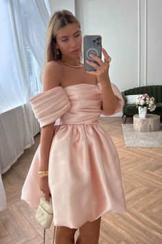 Draped Bodice Puffy Skirt Mini Dress - POST MERIDIEM Birthday Outfit For 17th Birthday, Luxurious Dress, Puffy Skirt, Luxurious Dresses, Draped Bodice, Looks Party, Barbie Party, Pretty Prom Dresses, Special Dresses