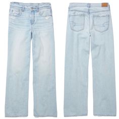 Nwt American Eagle Womens Size 18 Long Low Rise Skater Jean Baggy Wide Leg Light Wash Features: A Low Rise & Wide Leg For A Cool, Slouchy Fit Rigid - Classic Cotton Denim With No Stretch Light Wash Style 0437-3907 Color 404 "Ice Blue" 100% Cotton Low Waisted With A Wide Leg Low 10.5" Rise 22" Leg Opening Size: Womens 18 Long Condition: New With Tags Please Review Approximate Measurements To Ensure The Proper Fit. Baggy Jeans American Eagle, Jean Baggy, Dark Wash Jeans Women, Low Waisted Jeans, Dark Wash Flare Jeans, Flair Jeans, Size 12 Women, Low Waist Jeans, Skater Jeans