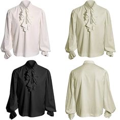 Vampire Retro Vintage Victorian Medieval Renaissance Blouse / Shirt Cosplay Costume Masquerade Men's Flounced Costume Vintage Cosplay Event / Party Long Sleeve Shirt Halloween 9414664 2023 – $27.99