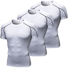 PRICES MAY VARY. ➤【Quick-Dry Compression Shirts】: Our short sleeve compression shirt men is made of ultra soft, breathable and sweat-wicking 4-way stretch superior quality fabric, enable sweat easy for air-dry to prevent clothes sticking to the body. Excellent elasticity and durability shirts are great for all day wear. ➤【Flatlock Seams & Sun Protection】: These sports baselayer t-shirts tops adopt 4-needles ergonomic flatlock seams that allows you to move better in every direction without fear o Snug Fit Short Sleeve Gym T-shirt, Fitted Dri-fit Moisture-wicking T-shirt, Fitted Dri-fit T-shirt For Sports Season, Fitted Moisture-wicking Dri-fit T-shirt, Fitted Dri-fit T-shirt For Sports Events, Fitted Short Sleeve Sweat-resistant Top, Breathable Fitted T-shirt For Sports, Breathable Fitted T-shirt For Sports Events, Fitted Breathable T-shirt For Sports Events