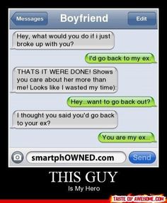 two texts that say boyfriend and girlfriend are both in the same texting message box