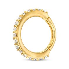 This petite cartilage hoop is a great alternative to studs. Crafted in 14K yellow gold The 8mm closed design is lined with round-cut cubic zirconia stones Gauge: 018 Tube Length: 8MM The hoop secures with a hinged click closure Everyday Yellow Gold Diamond Piercings, Everyday Hoop Piercings With Prong Setting, Stackable 14k Gold Huggie Earrings, 14k Gold Stackable Round Huggie Earrings, Cubic Zirconia Huggie Cartilage Earrings With Prong Setting, Yellow Gold Cubic Zirconia Huggie Cartilage Earrings, Classic Yellow Gold Cartilage Earrings With Diamond Accents, Gold Brilliant Cut Cubic Zirconia Huggie Earrings, Gold Round Huggie Earrings With Brilliant Cut