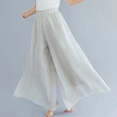 41207849287747|41207849451587 Spring Solid Color Ankle-length Harem Pants, Solid Ankle-length Bottoms For Summer, Casual Flared Wide Leg Pants For Spring, Flowy Wide Leg Maxi Skirt For Spring, Spring Solid Color Linen Wide Leg Pants, Solid Color Baggy Long Skirt, Casual Flare Bottoms In Solid Color, Summer Long Wide Leg Pants, Chic Solid Color Ankle-length Skirt