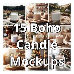 15 boho candle mocks with the words 15 boho candle mocks