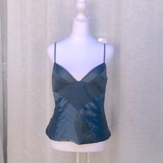 Nwt Spaghetti Strap Top By Marc Jacobs With A Striped Asymmetrical Design In A Beautiful Blue Color. Side Zipper Closure. 100% Silk. Marked Size 10. Please See Measurements For Proper Fit. Measurements (Flat): Shoulder To Shoulder Approx: 8” Bust: 16” Waist:29” Overall Length (Shoulder To Hem): 20” Pb3 Silk Spaghetti Strap Top, Tiny Tops, Cool Tops, Thrift Inspo, Silk Tops, Fancy Tops, Fall 24, Fits Clothes, Spaghetti Strap Top