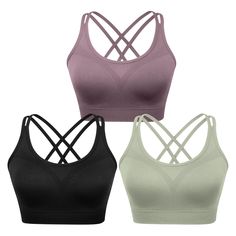 PRICES MAY VARY. Material: 92% Nylon + 8% Spandex; made of 4 way stretch, soft, lightweight and breathable fabric. Sexy Crisscross Back: Cross open back design to show your sexy back line and training results perfectly. Cute and flattering. Removable Soft Pads: Removable built-in chest pads provide enough support, it's very convenient to make adjustments according to your needs. Medium Support: Perfect for A/B cups, Light compression sits close to keep everything in place and minimizes bounce, e Stretch Sportswear Tank Top With Built-in Padding, Stretch Nylon Sports Bra With Built-in Padding, Nylon Sports Bra With Built-in Padding And Cross Back, Stretch Sports Bra With Built-in Padding For Light Sports, Functional Activewear With Built-in Bra And Seamless Fabric, Solid Stretch Cross Back Sports Bra, Versatile Sports Bra With 4-way Stretch And Breathability, Solid Color Stretch Sports Bra With Cross Back, Versatile Breathable Sports Bra With 4-way Stretch