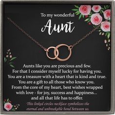 Aunt Necklace, Aunt Gift, Aunt jewelry, gifts for Aunt, Auntie Necklace, New Aunt, auntie gifts, best aunt ever, gifts for aunts Aunt Necklace, Gifts For Aunts, Linked Rings, Gifts For Aunt, Auntie Gifts, Stylish Top, Linking Rings, Circle Ring, Aunt Gifts