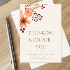 a card that says, thanking god for you