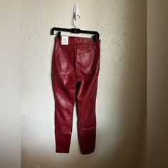 Zara Faux Leather Legging In A Dark Red. Nwt Size Small Leather Legging, Textured Leggings, Leopard Pants, Black Wide Leg Trousers, Zara Jumpsuit, Black Slacks, Black Flare, Tapered Pants, Zara Pants