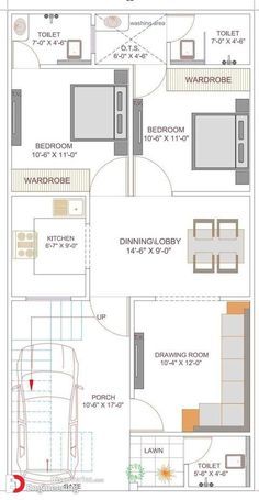 the floor plan for an apartment with two bedroom and one bathroom, including a living room